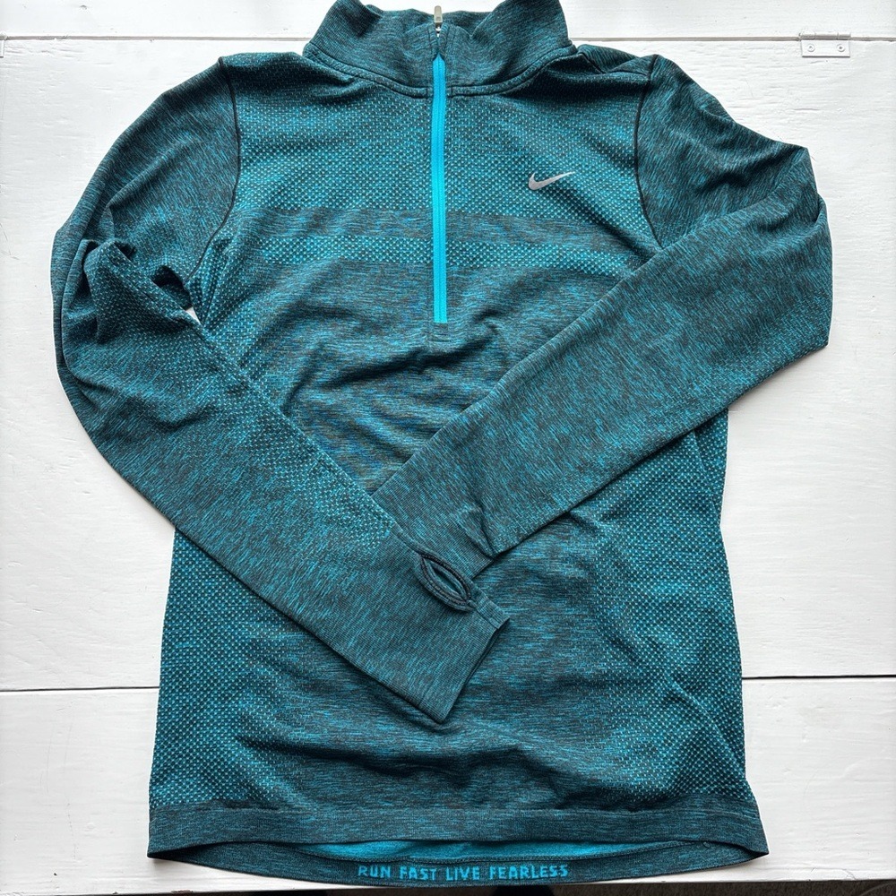 Women's Nike Long Sleeve Element Dri Fit Quarter Zip Thumbholes Teal Shirt M - Picture 4 of 6